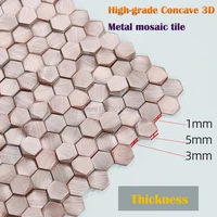 1 box 6pcs high grade concave 3d hexagon aluminum mosaic tile fashion metal mosaic for counter living room office background