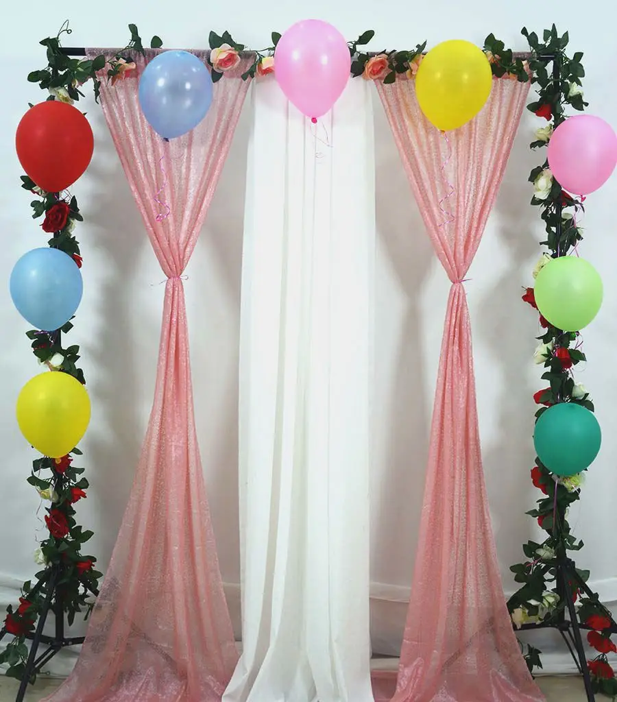 Sequin Backdrop 2FTx10FT Pink Curtain Backdrops Photo Booth Glitter Party Background Decorations-M1030 |
