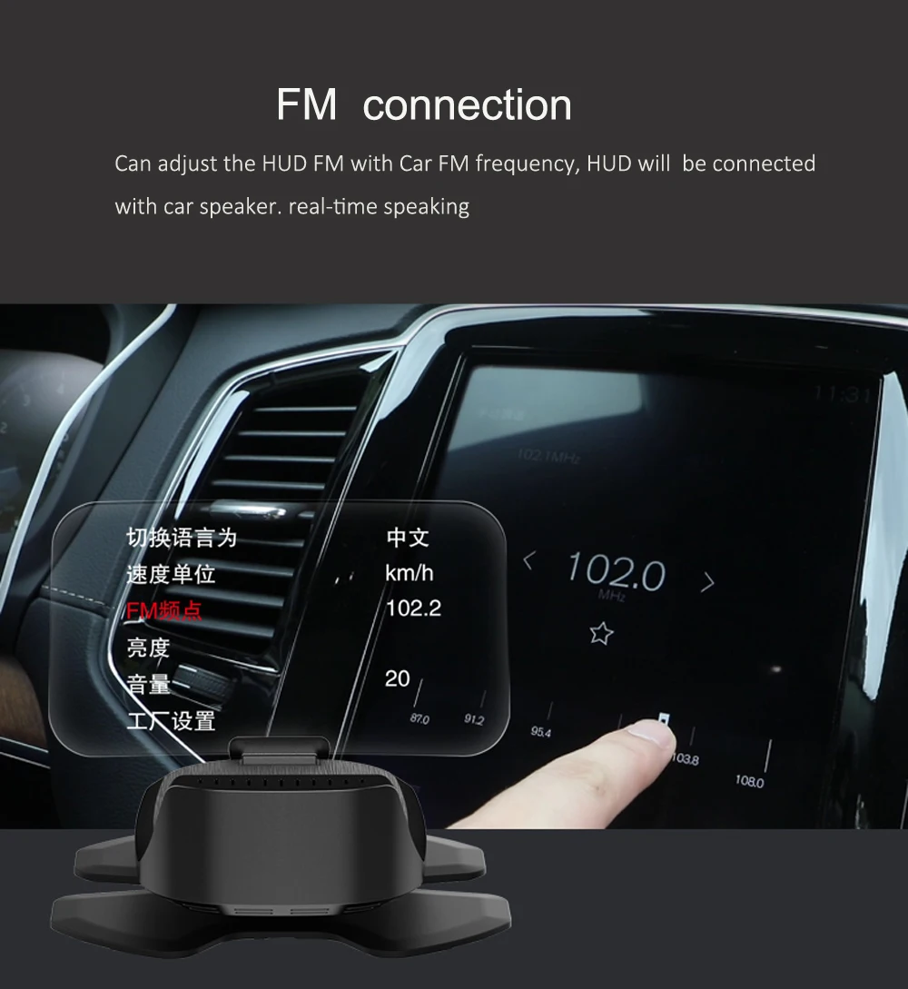 EANOP зеркало HUD Дисплей Спидометр OBD2 датчик с голосовым управлением Поддержка Carplay Google карта FM передатчик