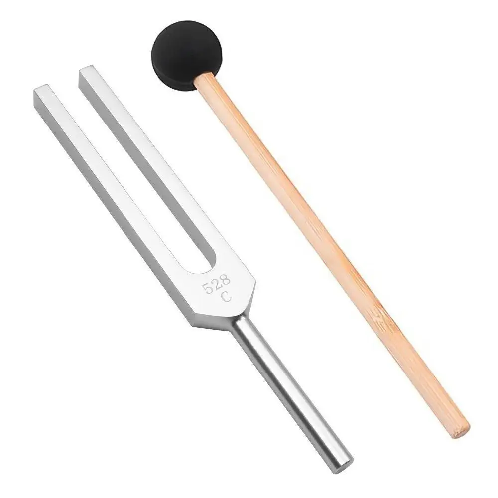 

Aluminum Alloy Tuning Fork 528C 528Hz Pitchfork with Mallet Cleaning Cloth Carry Bag Sound Healing Musical Instrument