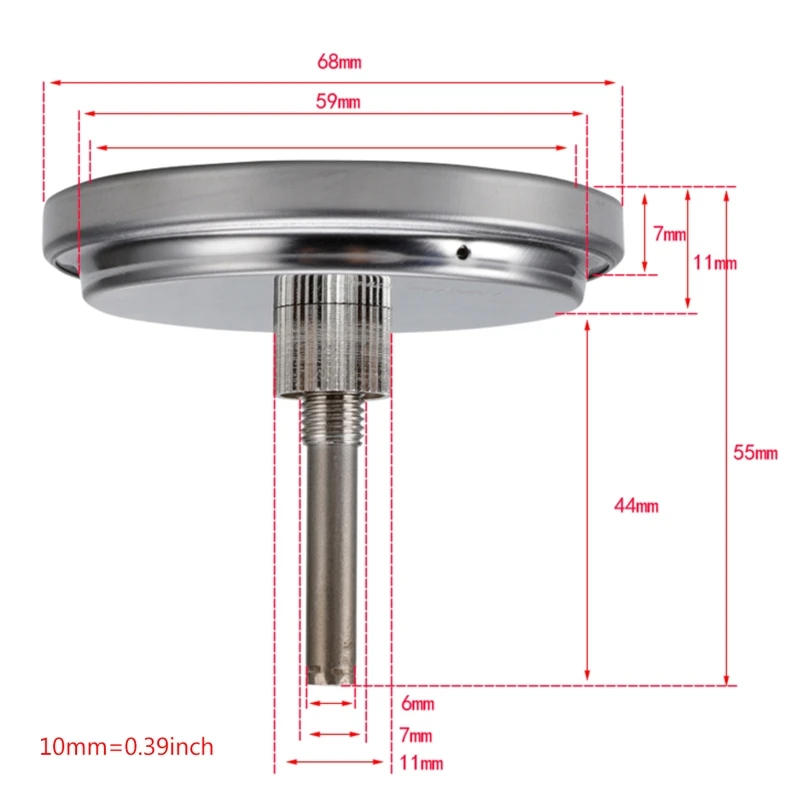 

J2FB BBQ Thermometer with Night Florescent Light for Charcoal Grill Pit Smoker Analog Bimetal Hood Lid Temperature Gauge 400℃
