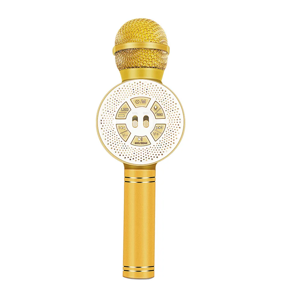 Gold Караоке микрофон Портативный Bluetooth беспроводной микрофон динамик ручной музыкальный плеер микро для вокала, с рекордером KTV микрофон - Цвет: Gold