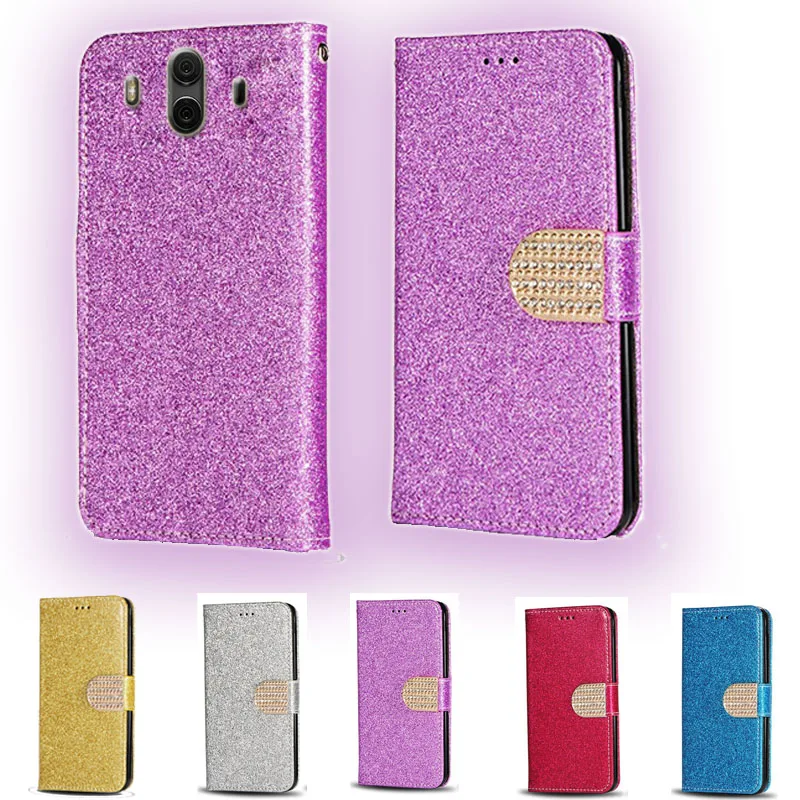 

Luxury Glitter Diamond Flip Leather Wallet Phone Case For Huawei Mate 10 Phone stand function cover with card slot