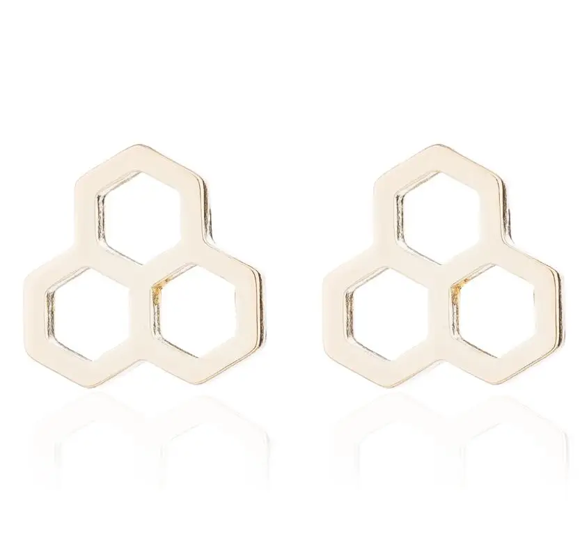 Hfarich нежные насекомое пчела сотообразные серьги-гвоздики геометрические