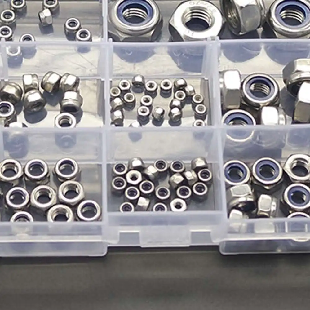 

135pcs Metric Stainless Steel Nylon Self-locking Nut Assortment Kit Combination Set M2 M2.5 M3 M4 M5 M6 M8 M10