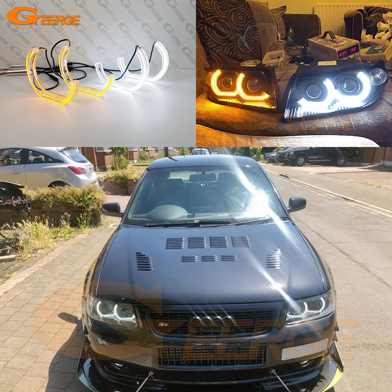 For Audi A3 8L 8P 2000 - 2007 Ultra Bright Day Light Turn Signal Crystal DTM M4 Style Led Angel Eyes Kit Halo Rings