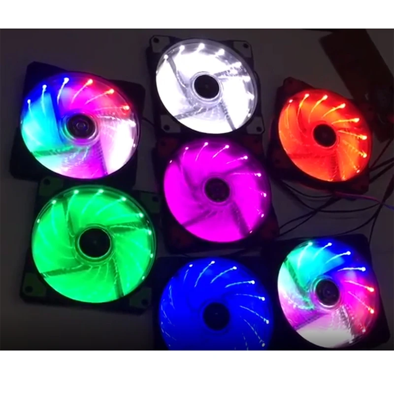PPYY-2PCS Computer 16DB Ultra Silent 15 LEDs Case Fan Heatsink Cooler Cooling 12CM 12VDC 3P IDE 4Pin Purple | Компьютеры и офис