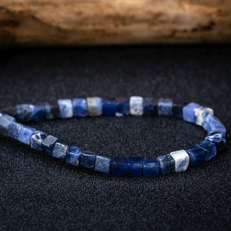 Бусины квадратной формы из натурального камня бусины с кристаллом лазурита для