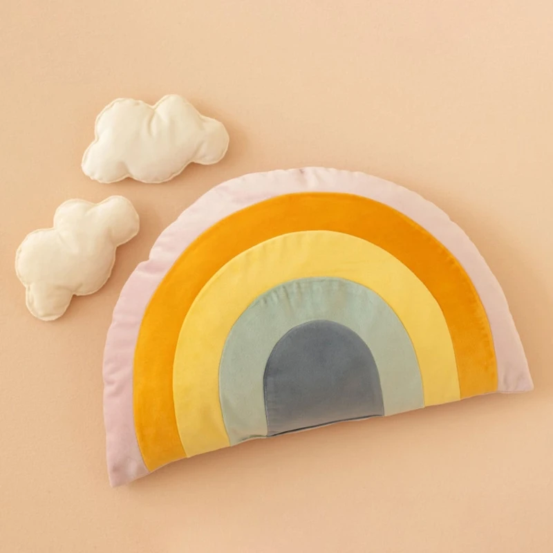 

97BC 3 Pcs Baby Posing Auxiliary Rainbow Pillow+Clouds Set Newborn Photography Props Infants Photo Shooting Fotografi