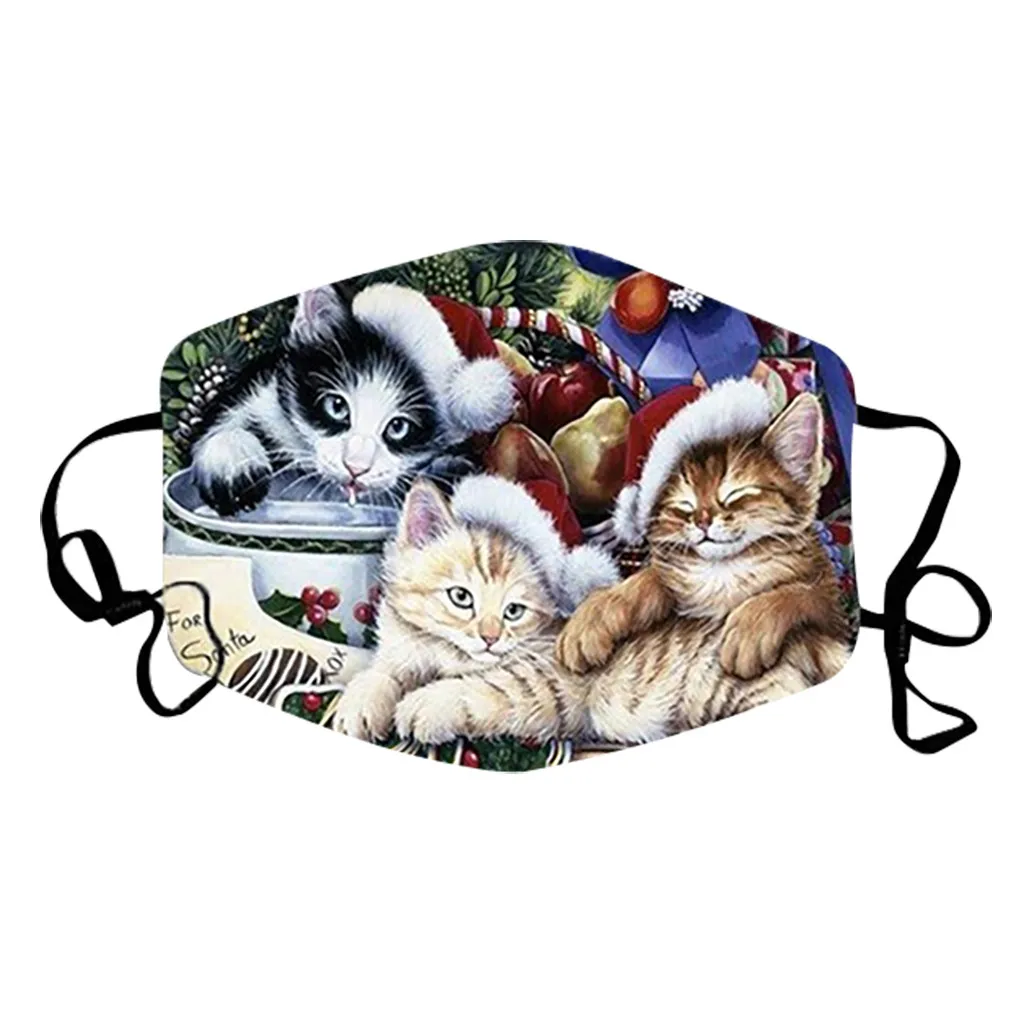 

Christmas mask Unisex Fashion mask Cute Cats Printing Face Cover Adjustable Washable Mouth Cover Mask masque