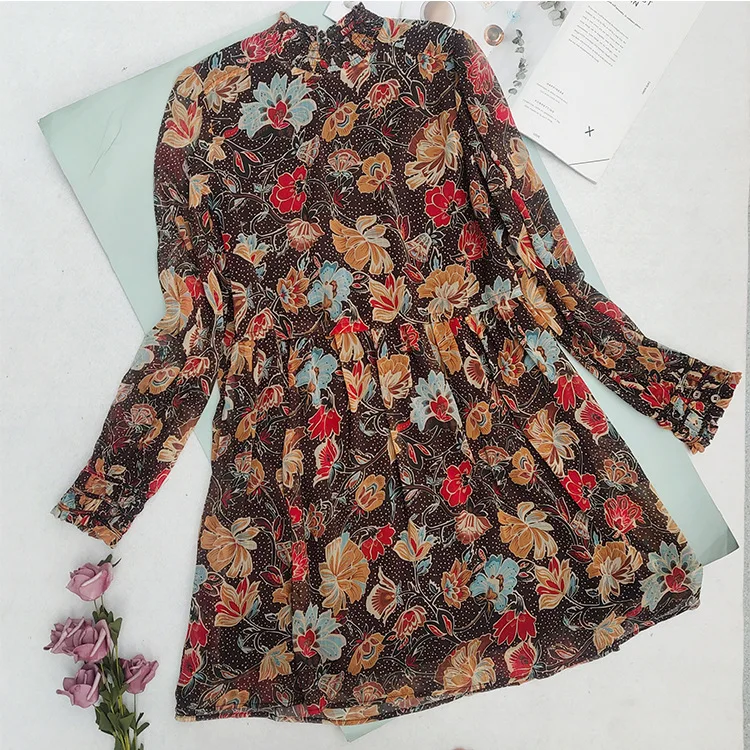

Spring / Summer 2020 New Dress Floral Long Sleeve High Waist Midi Dress