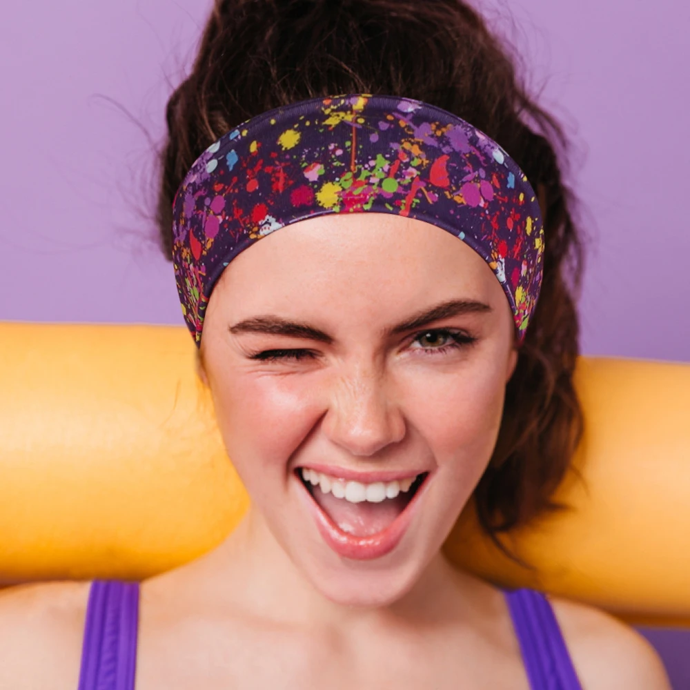 Для женщин 80s Винтаж тай-дай головная повязка с принтом брызг уникальный узор