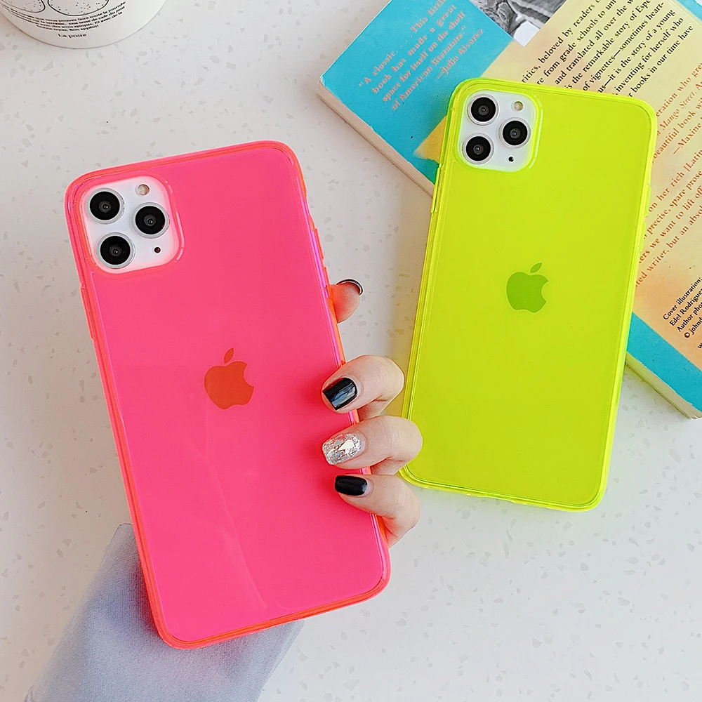 Модный флуоресцентный зеленый чехол для телефона iphone 12 11 Pro Max XR X XS 7 8 plus SE 2020