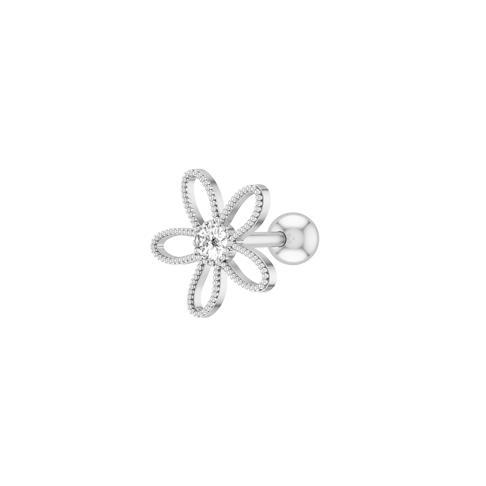 steel flower 1 шт из нержавеющей стали Ушные Кольца на Козелок 16 г Сердце цветок Бар пирсинг для хряща уха Спираль пирсинг женщин мужчин ювелирные изделия для тела - Окраска металла: steel flower