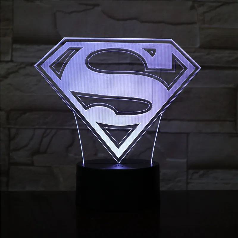 Супермен Бэтмен логотип Dc Лига Справедливости Usb 3d светодиодный Ночной