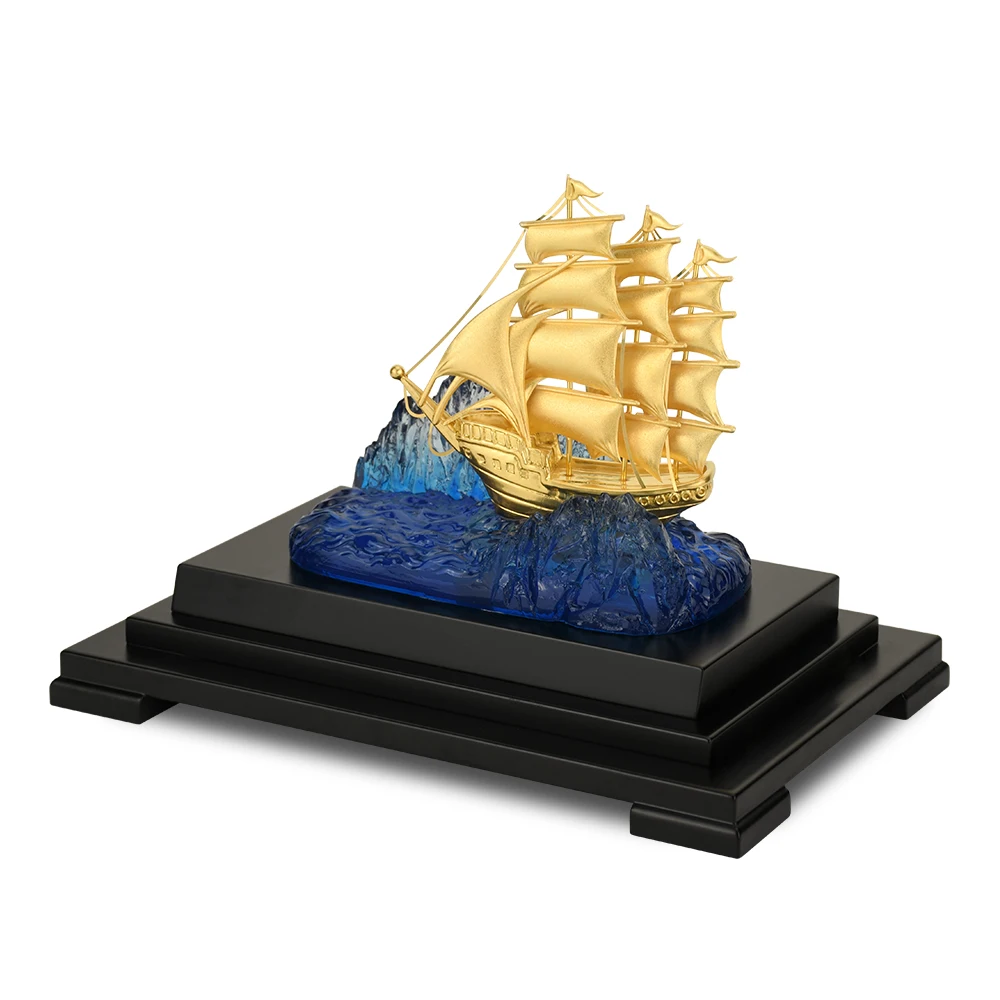 Парусная лодка корабль Золотая фольга парусная модель золотого искусства ручная