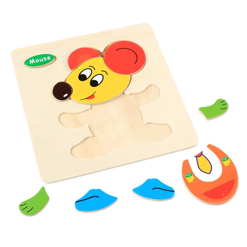 Baby Wooden Puzzle Toys Developing Educational Puzzle Kids Toys Game Animal Cartoon Gift