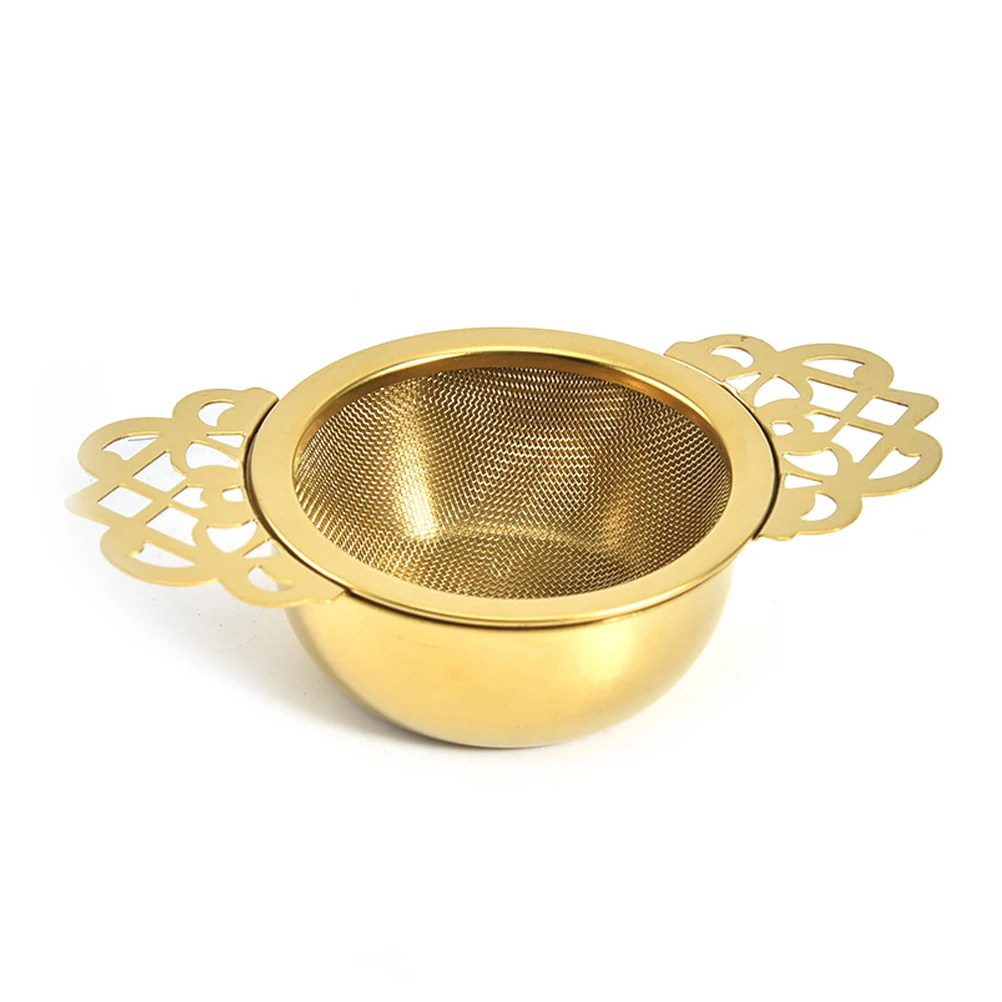 

Stainless Steel Double Ear Spice Infuser Filter Loose Leaf With Drip Bowl Tea Strainer Tea With Double Wing Handles