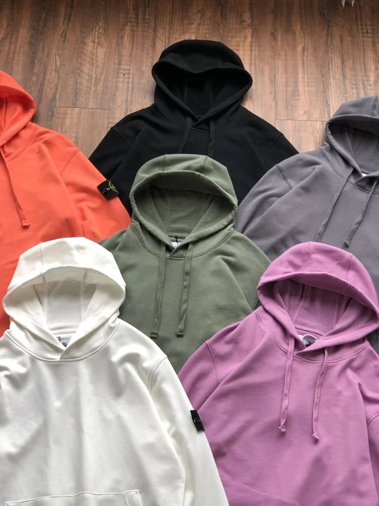 

21ss STONE ISLAND Classic Basic Shoulder Arm Badge Spring Hooded Sweater Hoodie Men Women Couple Style