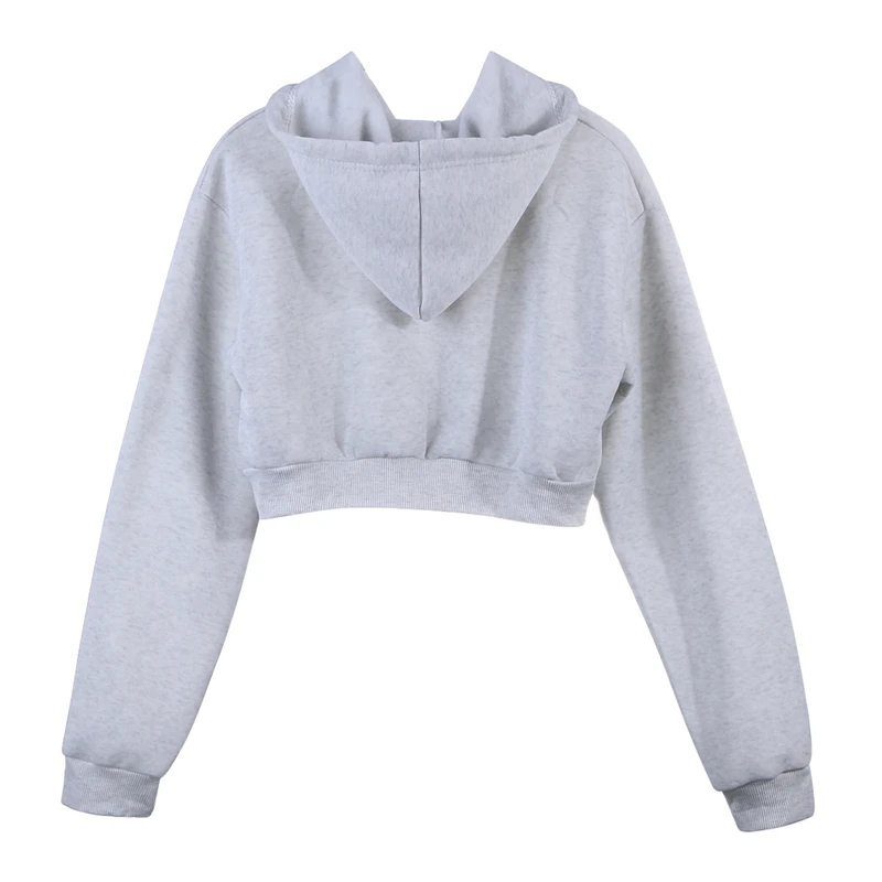 5 Colors Fashion Solid Hoodies Women Sweatshirt Solid Crop Tops Hooded Long Sleeve Jumper Pullover Coat Casual Sweatshirt Top