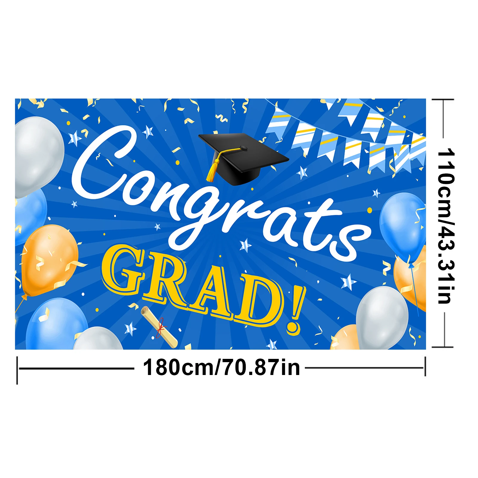 

2021Graduation Season Party Decoration Banner Graduation Party Background Cloth Banner 4-corner Copper Ring No Flagpole180x110cm