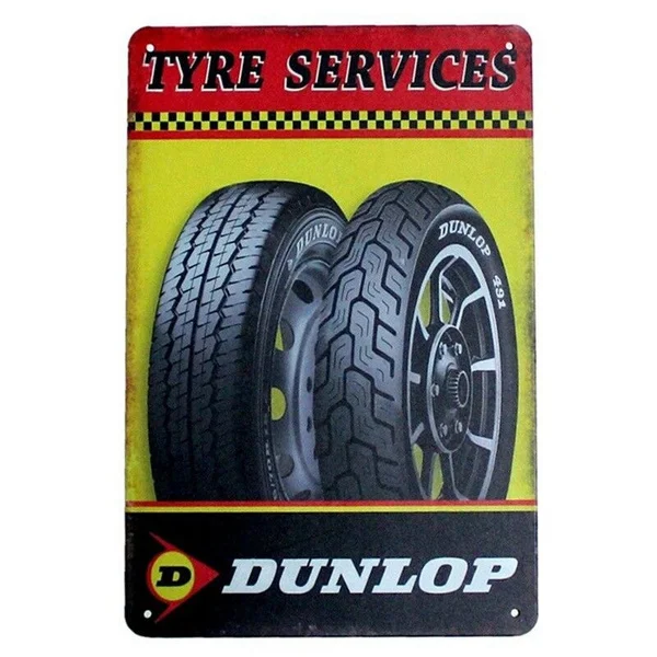 Металлический жестяной знак Dunlop 20x30 см шины для сервиса декор бара паба дома