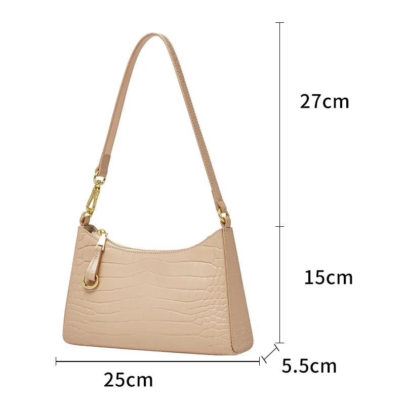 

2020 summer new high-end sense of armpit bag fashion crocodile pattern shoulder bag western style baguette handbag messenger bag