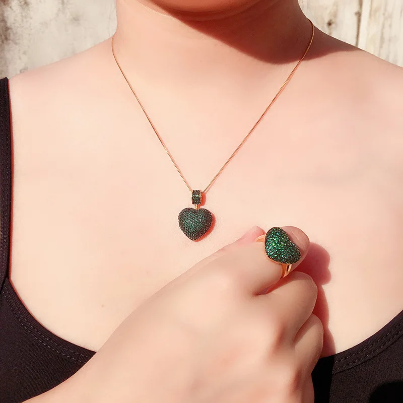 

Love Heart Necklace Ring Charm Jewelry