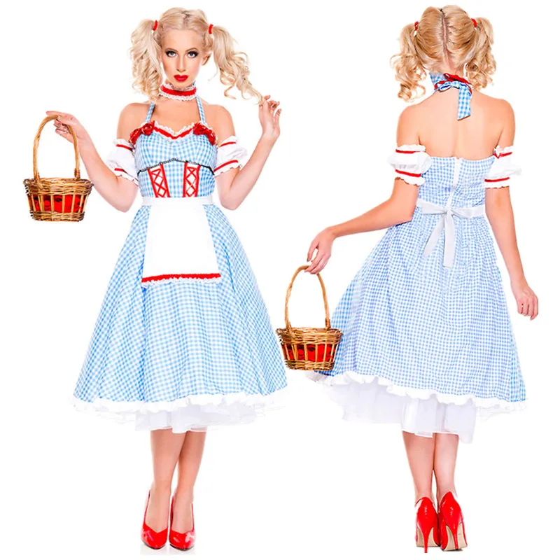 Сексуальный костюм милой горничной в полоску пивной служанка Униформа на