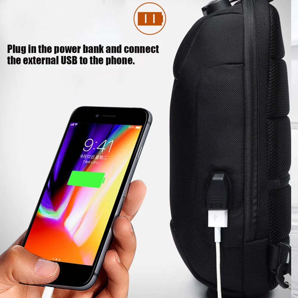 Противокражная Сумка слинг через плечо водонепроницаемая нагрудная сумка с USB