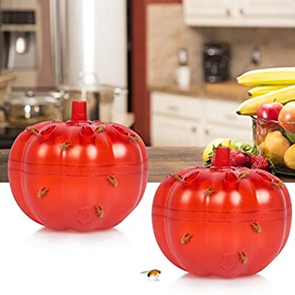 

2 Pack Fruit Fly Trap For Kitchens Safe Non-Toxic Fly Killer Indoor for Home Gnat Killer Pumpkin Shape kitchen Tool Dropshipping