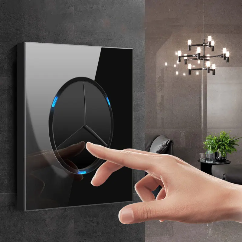 Кнопочный настенный выключатель стандартный светодиодный светильник черный