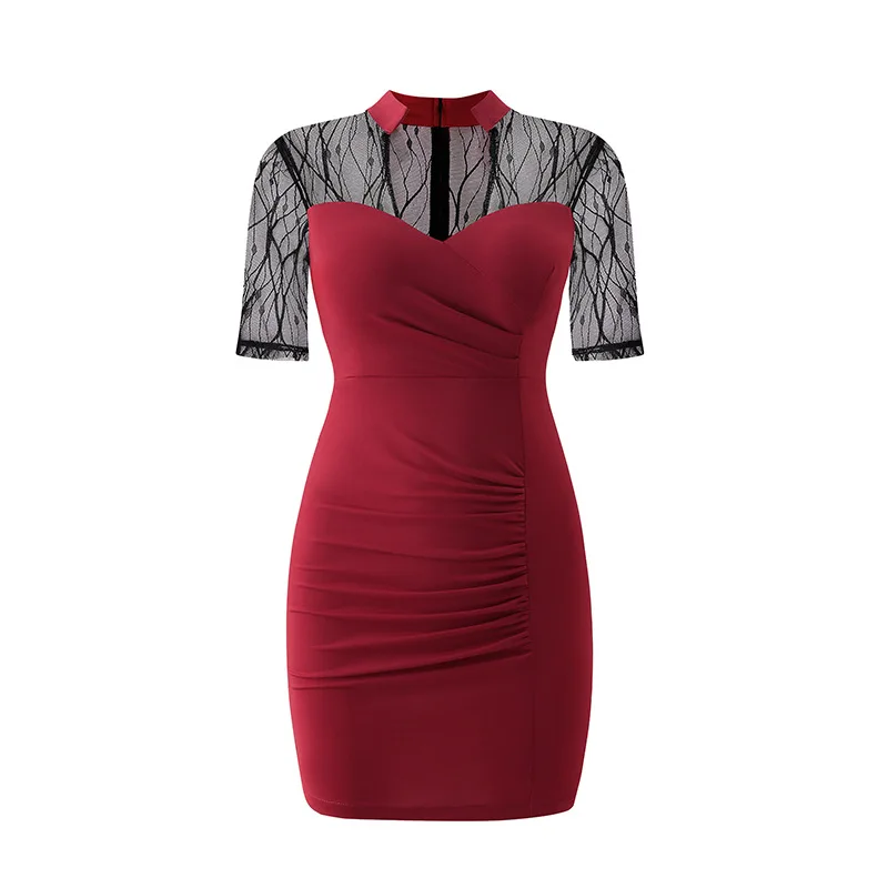 

BacklakeGirls Zipper Back Low Chest Package Hip Red Cocktail Dress Women Sexy Backless V-Neck Bodycon Party Dress Robe Rouge