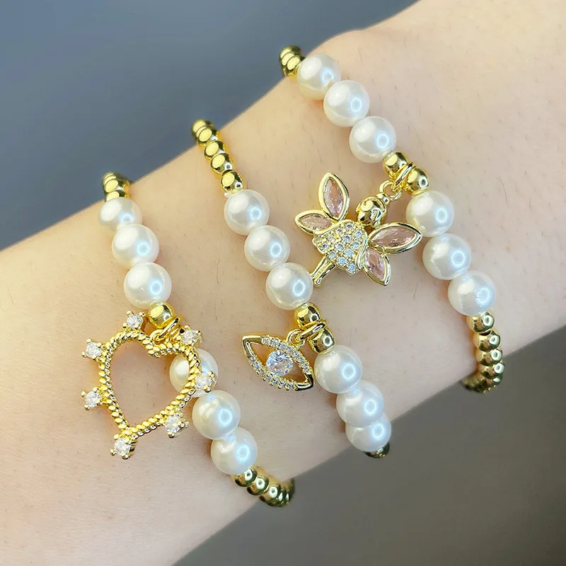 

Hot HEART Fashion New Hip Hop Eye Colorful Angel Cuban Chain BEAR Bracelet Female Handmade Fashion Jewelry Adjustable B52