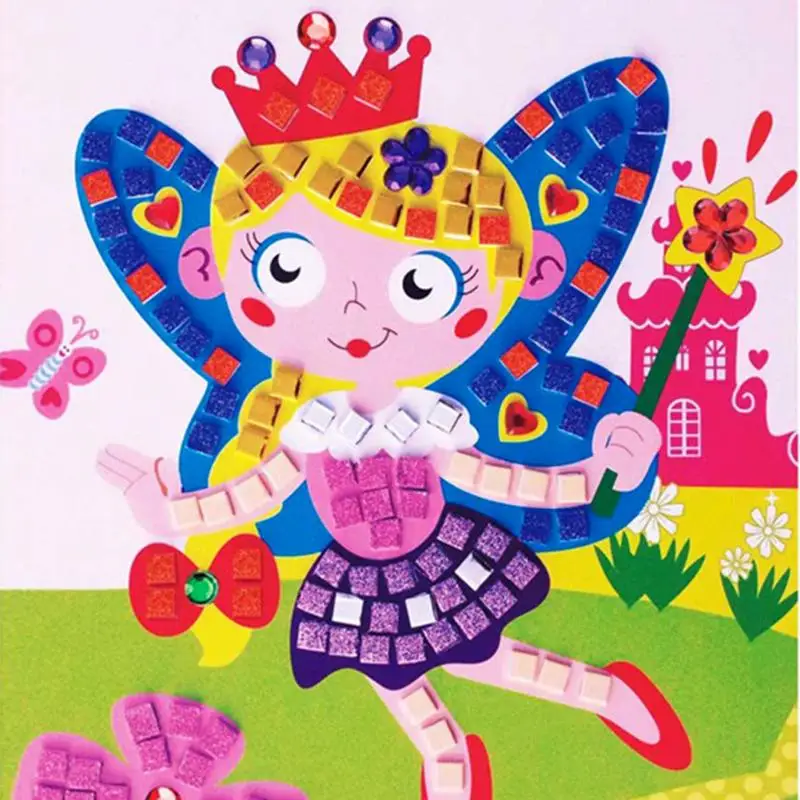 3D Мозаика из пены липкие кристаллы искусство принцесса и бабочки наклейка игра