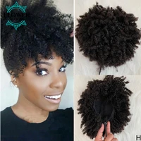 ponytail extensions 100 human hair afro kinky curly indian remy hair drawstring ponytail for women 100g natural color flowersen