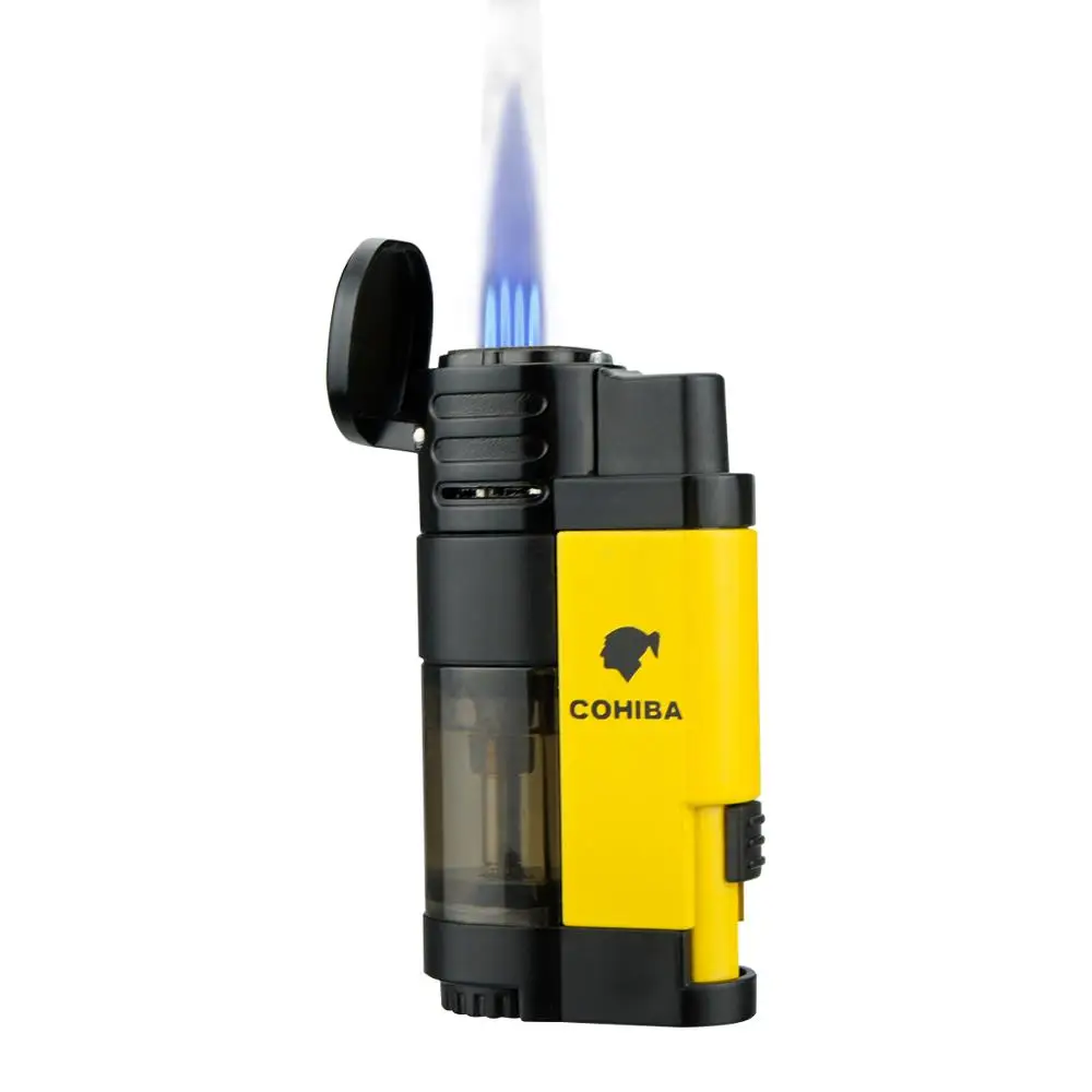 Фонарь зажигалка для сигар тройная струя пламени ветрозащитный бутан