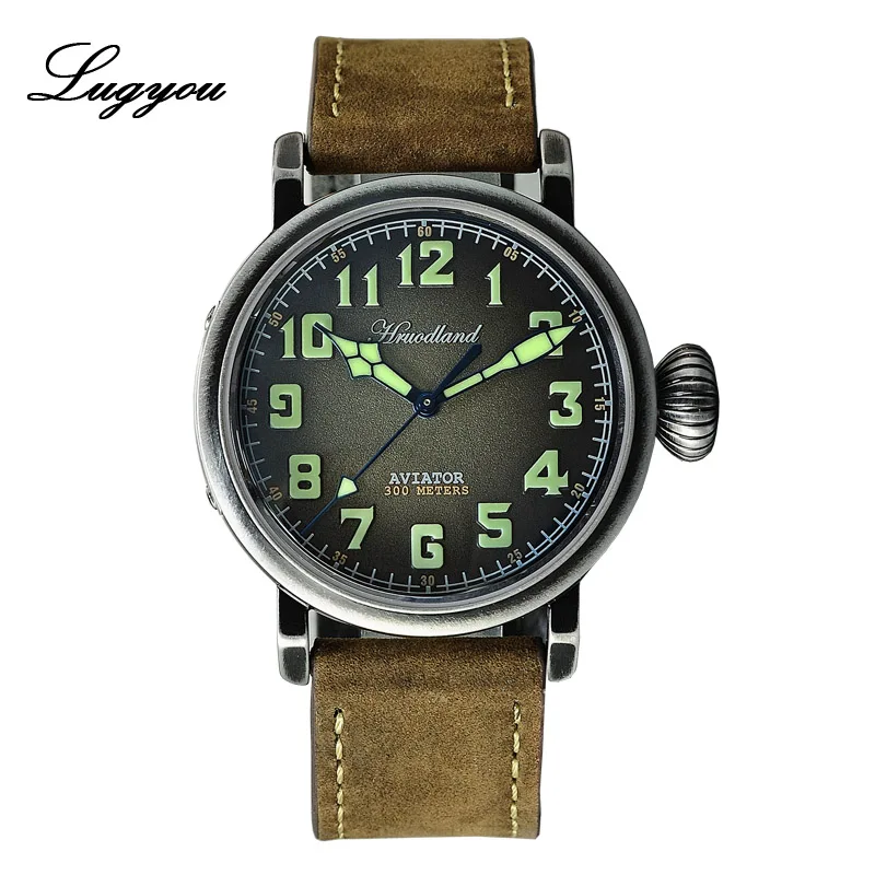 Yellow strap ETA2824 Lugyou Pilot мужские часы из нержавеющей стали автоматические сапфировые 30ATM водонепроницаемые швейцарские светящиеся настоящие индексы Swiss ETA Move Мужские t - Цвет: Yellow strap ETA2824