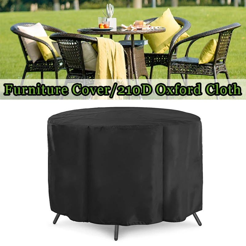 

Black Round Furniture Cover Outdoor Garden Rain Waterproof Oxford Wicker Sofa Protection Set Garden Patio Tool