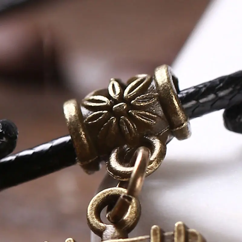 Набор мужских браслетов винтажный браслет из вощеной веревки кленовый лист перо