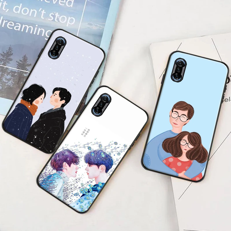 

Couple Watercolor Phone Case For Xiaomi Redmi Note 8 2021 Note 8 Pro 8T 8A Funda Coque Carcasa Cases Back Cover Stylish LOVE
