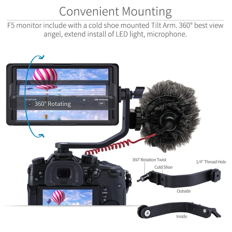 Горячая F5 5 дюймов Dslr на Камера полевой монитор маленький Full Hd 1920x1080 Ips видео
