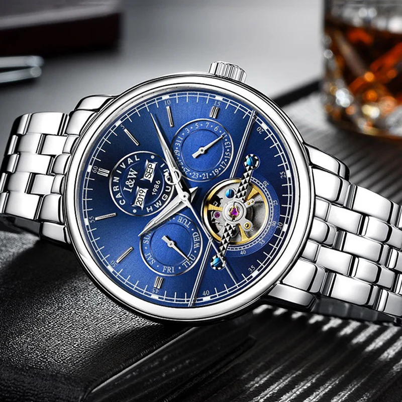 Часы с турбийоном CARNIVAL Tourbillion Move для мужчин мужские водонепроницаемые простые