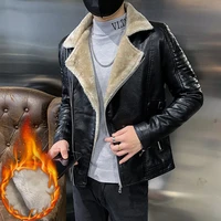 2021 new thick leather jacket mens winter autumn mens jacket fashion faux fur collar windproof warm coat male brand clothing