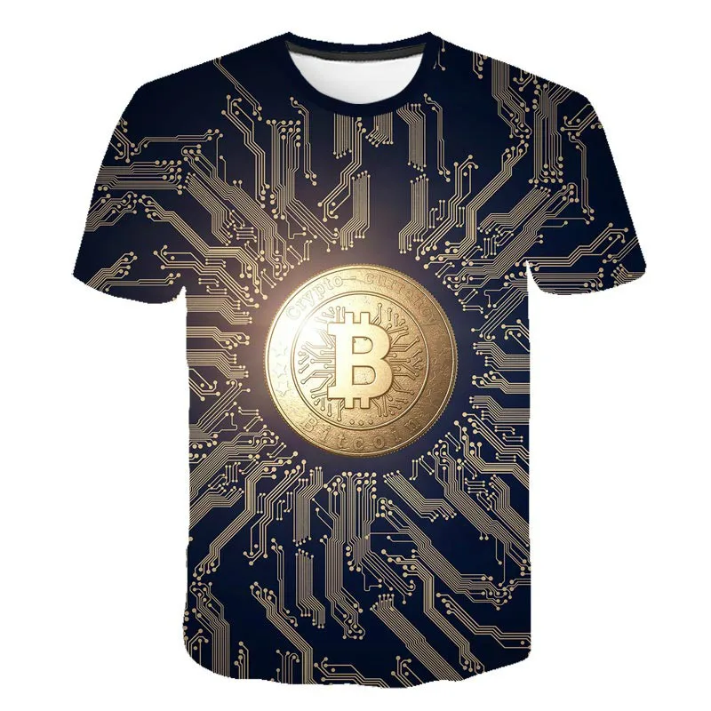 

3D Bitcoin Revolution T-shirt Men's Cryptocurrency Shirt Summer Casual Quick-drying Street T-shirt 2021 New