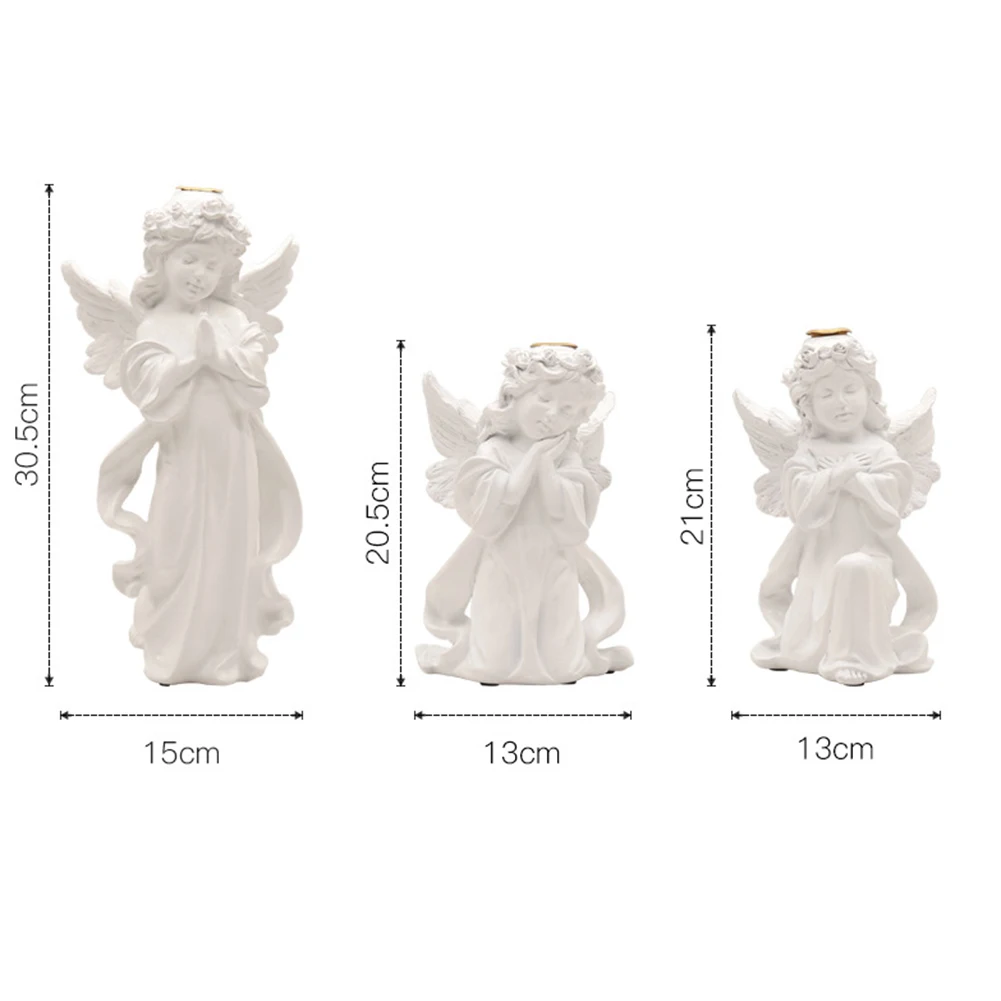 

Art Sculpture Statue Figurines Desktop Crafts Girls Kids Room Ornaments Cupid Fairy Resin Angel Candlestick Candle Holder