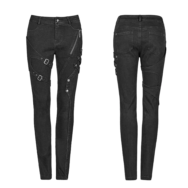 Панк рейв для женщин панк Рок Slim Fit потертые черные цветочные джинсовые брюки повседневные готические уличные мотоциклетные обтягивающие джинсы