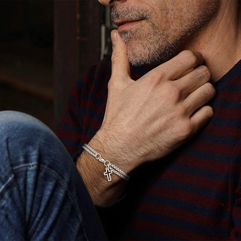 

316L Stainless Steel Men Bracelet cross bracelet 3/6/8mm Width Chain Bracelet For Men Women Jewelry Gift cross bracelet