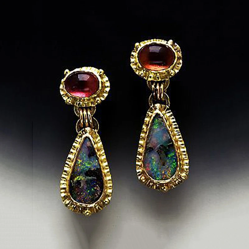 Роскошные серьги в форме капли воды для женщин Мистик огонь Радуга