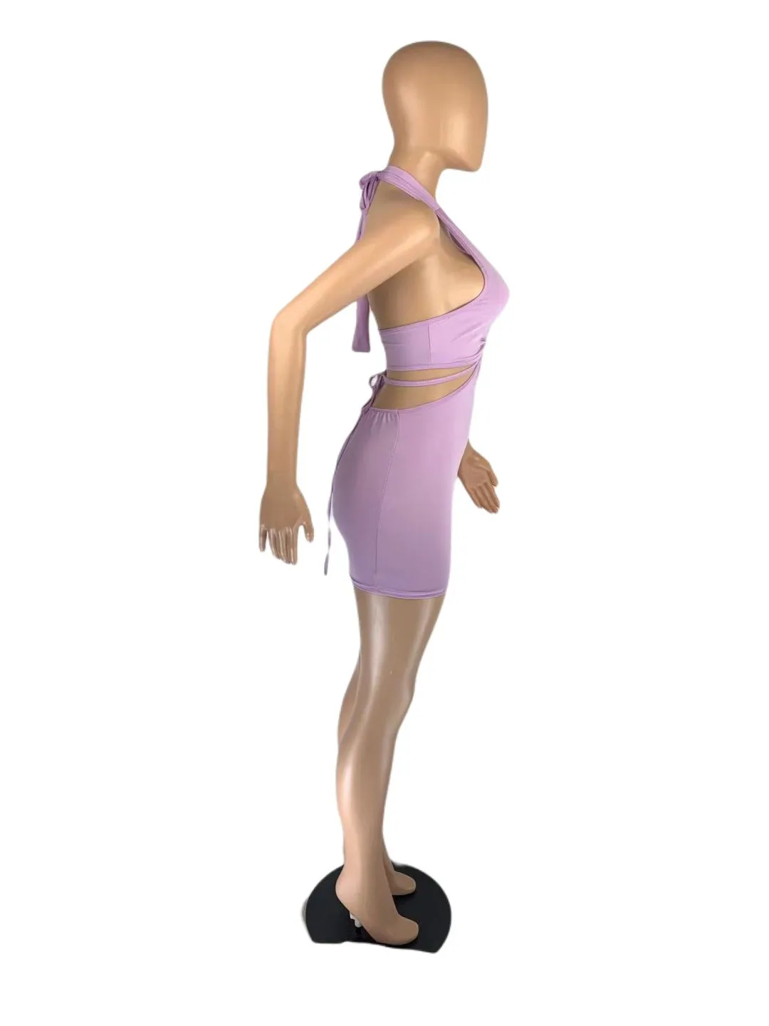 

Women Dress Hollow Sexy Summer Pure Color Halter Sexy Club Above Knee Mini Sheath bodycon dresses